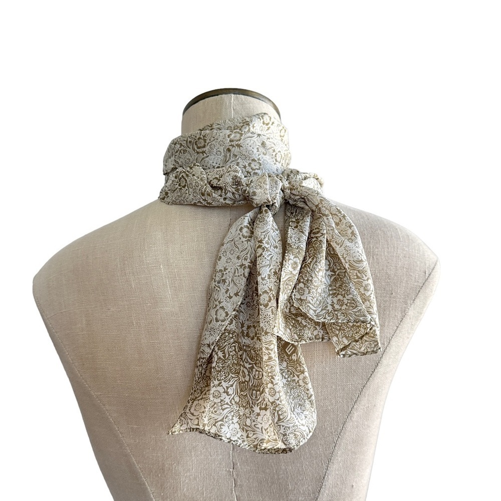 Echo Neutral Floral Print Silk Scarf